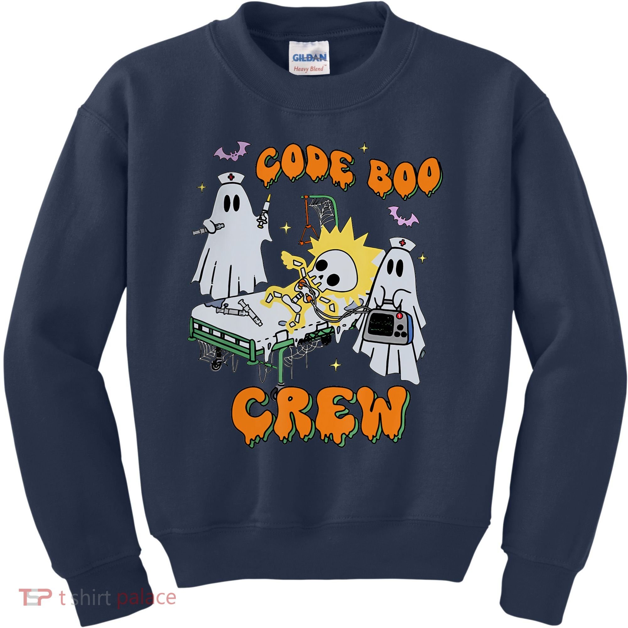 Code Boo Crew Funny Ghost Nurse Halloween Costume Kids Sweatshirt