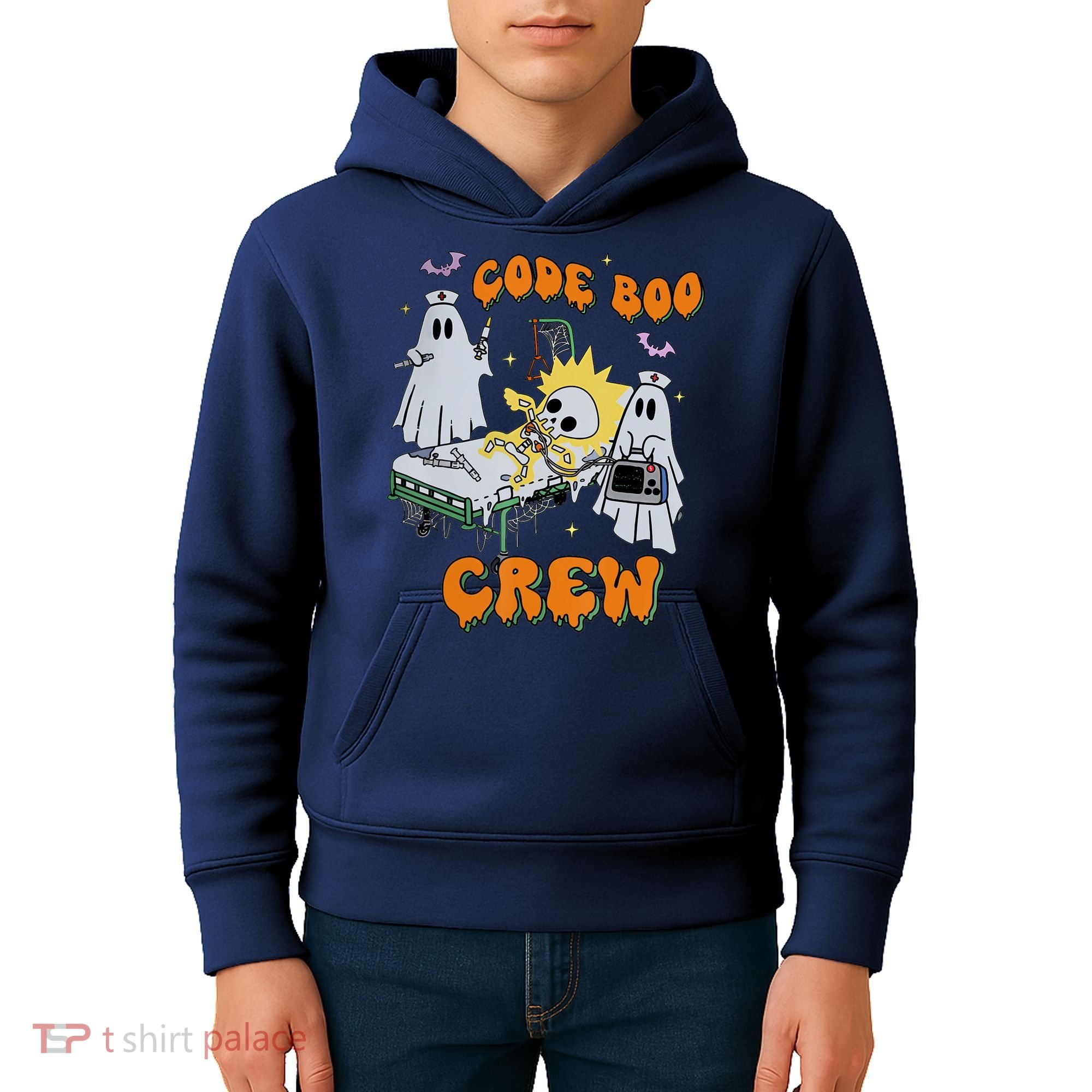 Code Boo Crew Funny Ghost Nurse Halloween Costume Kids Hoodie