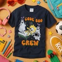 Code Boo Crew Funny Ghost Nurse Halloween Costume Kids T-Shirt thumb 3