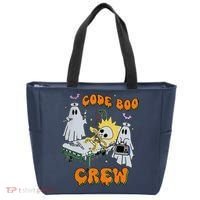 Code Boo Crew Funny Ghost Nurse Halloween Costume Tote Bag thumb 0