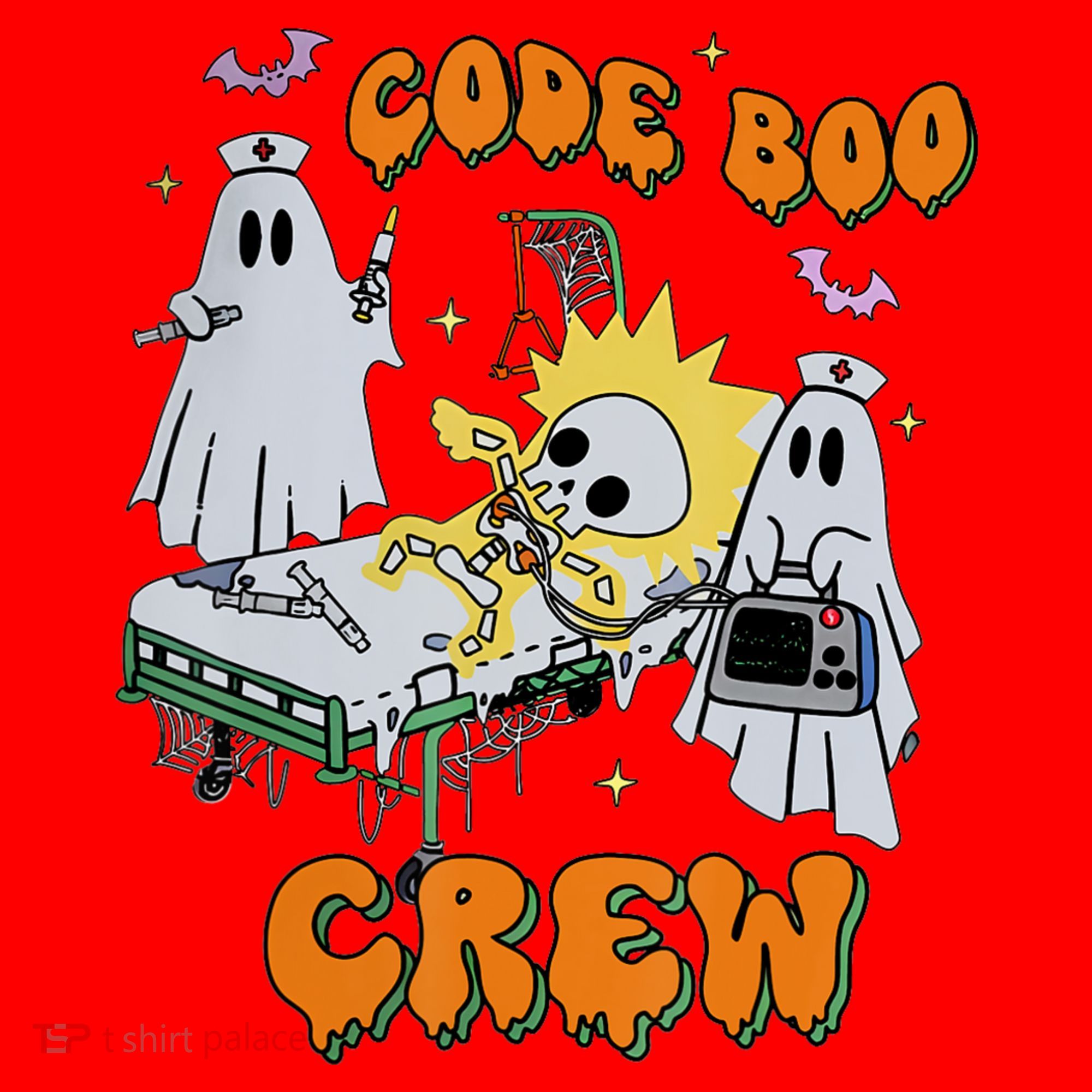 Code Boo Crew Funny Ghost Nurse Halloween Costume Santa Hat