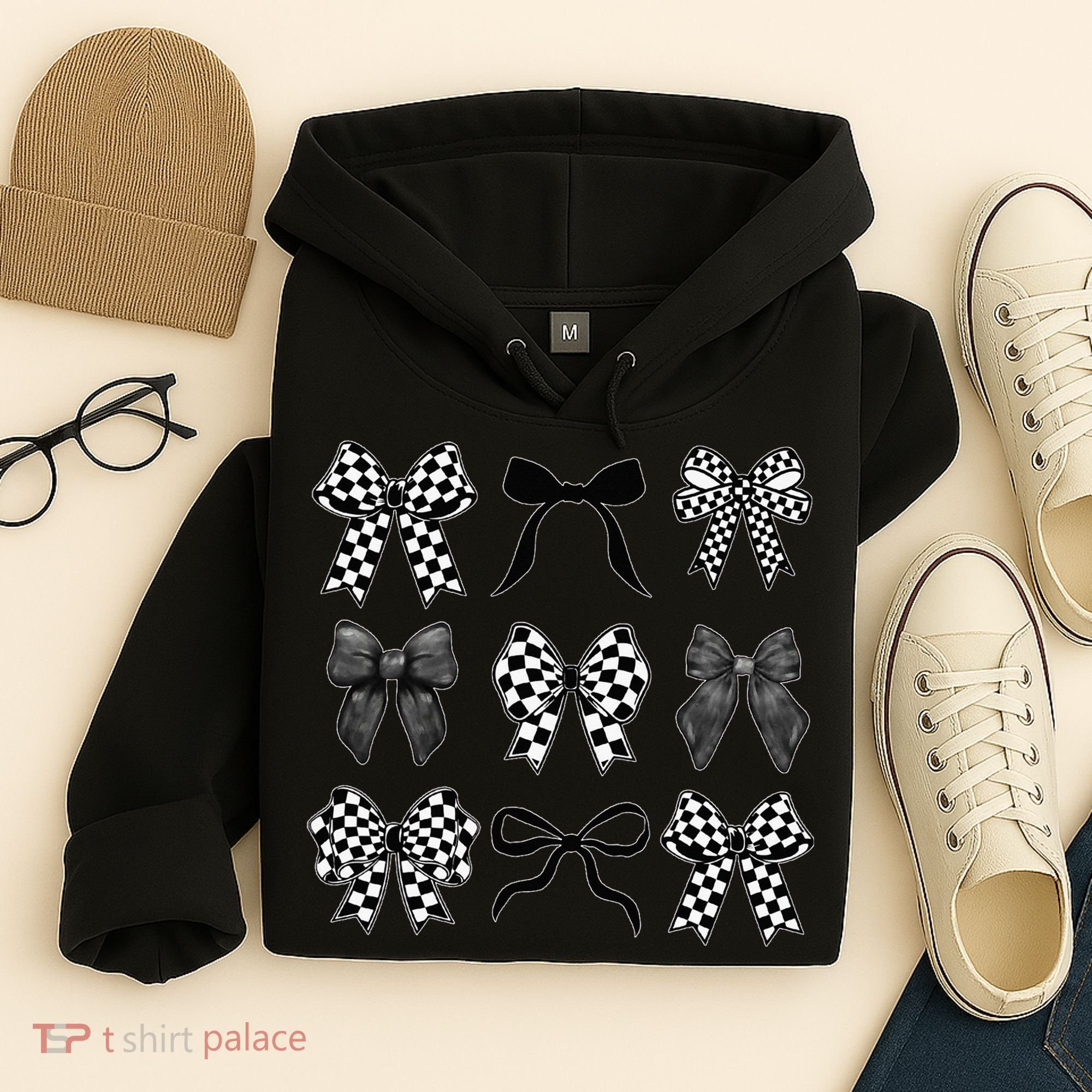 Coquette Bow Checkered Flag Race Car Racing Women Cute Hoodie