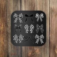 Coquette Bow Checkered Flag Race Car Racing Women Cute Coaster thumb 0