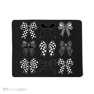 Coquette Bow Checkered Flag Race Car Racing Women Cute Mousepad