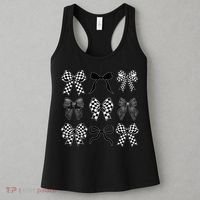 Coquette Bow Checkered Flag Race Car Racing Women Cute Women's Tank Top thumb 3