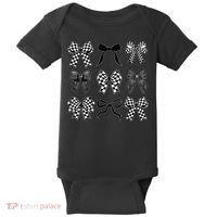Coquette Bow Checkered Flag Race Car Racing Women Cute Baby Bodysuit thumb 0