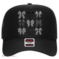 Coquette Bow Checkered Flag Race Car Racing Women Cute Hat thumb 0