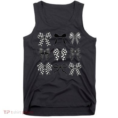Coquette Bow Checkered Flag Race Car Racing Women Cute Tank Top