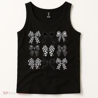 Coquette Bow Checkered Flag Race Car Racing Women Cute Tank Top thumb 2