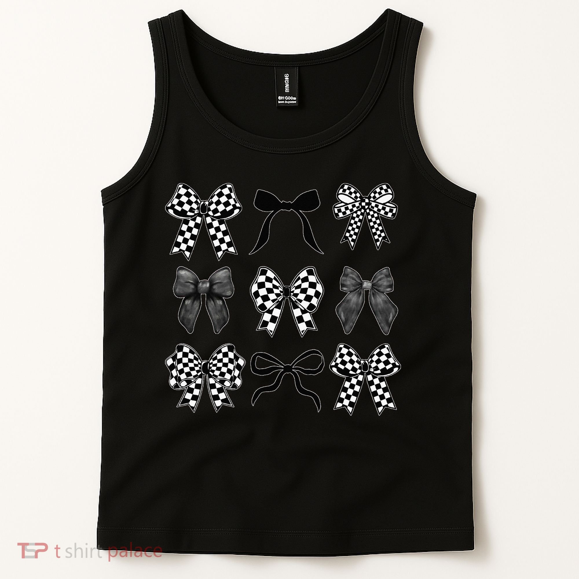 Coquette Bow Checkered Flag Race Car Racing Women Cute Tank Top