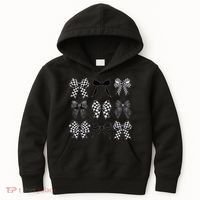 Coquette Bow Checkered Flag Race Car Racing Women Cute Kids Hoodie thumb 0