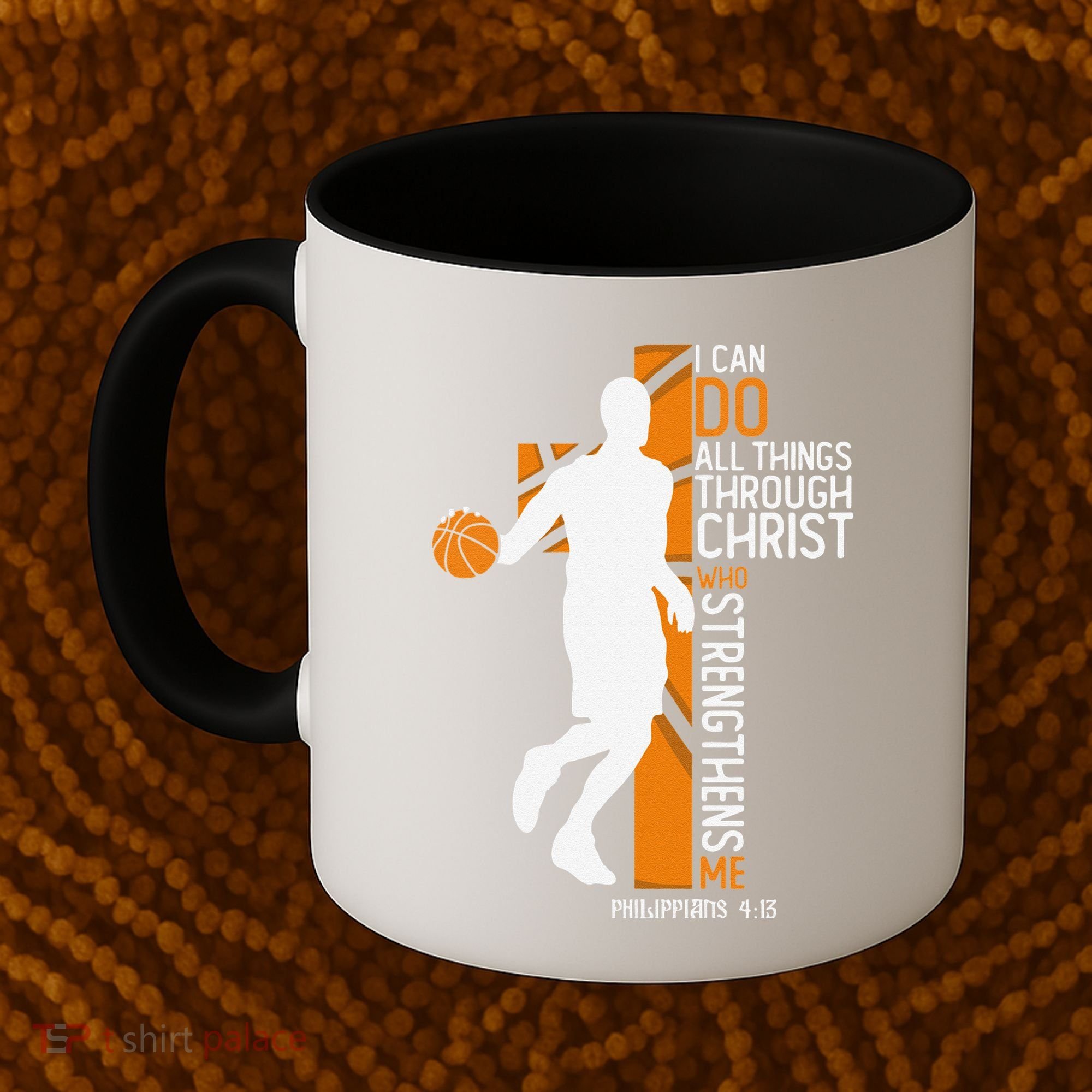 Christian Basketball Cross I Can Do All Things Through Jesus Coffee Mug