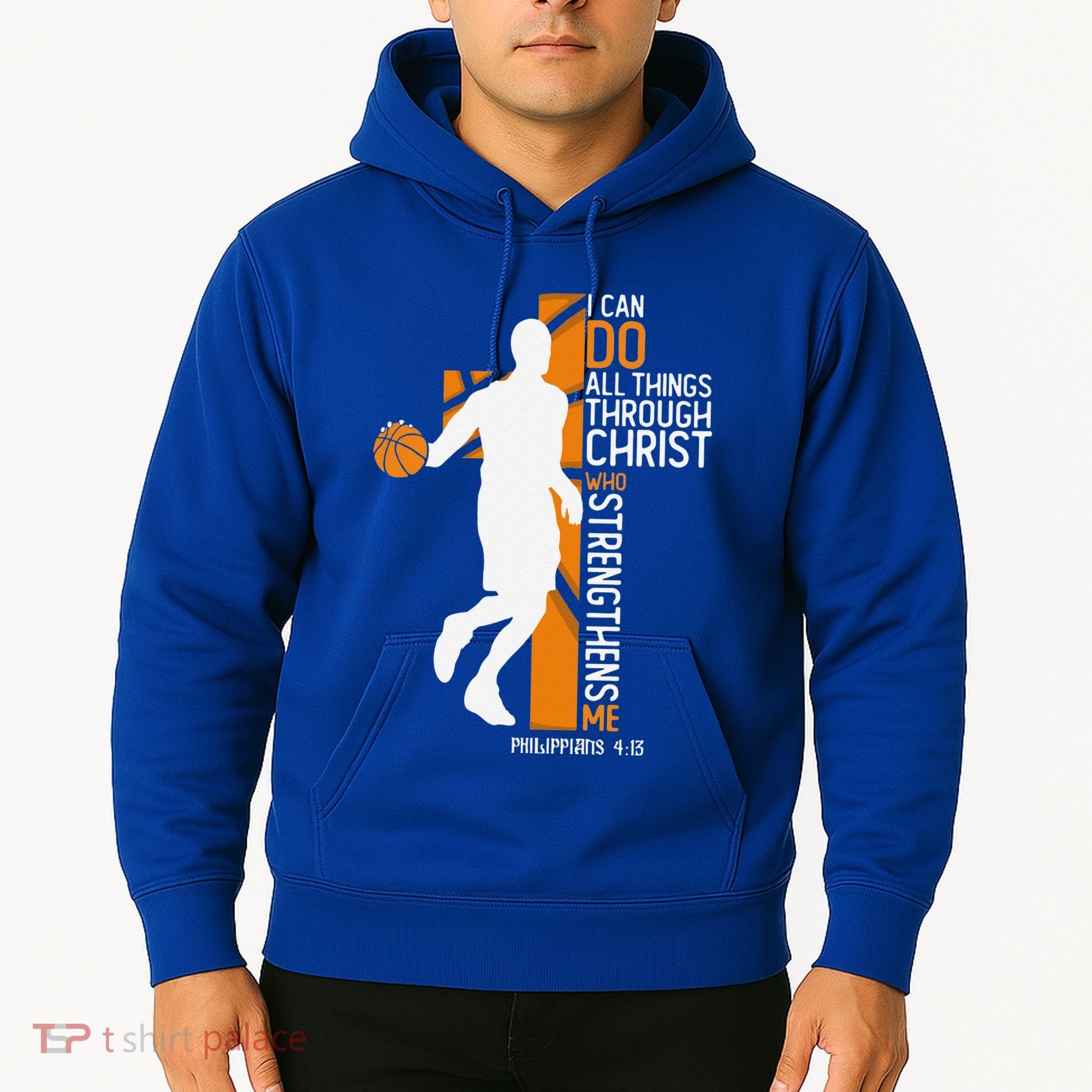 Christian Basketball Cross I Can Do All Things Through Jesus Hoodie
