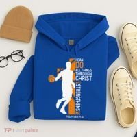 Christian Basketball Cross I Can Do All Things Through Jesus Hoodie thumb 4