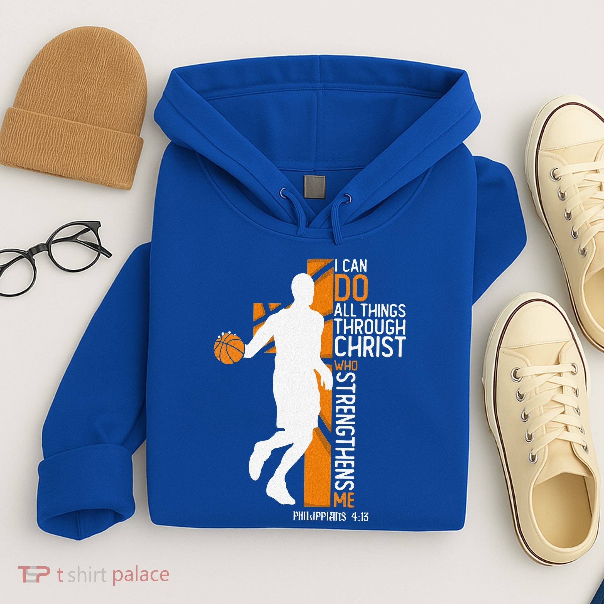 Christian Basketball Cross I Can Do All Things Through Jesus Hoodie