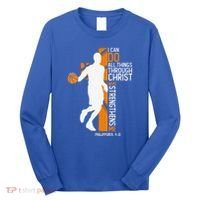 Christian Basketball Cross I Can Do All Things Through Jesus Long Sleeve Shirt thumb 0
