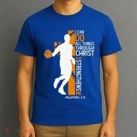 Christian Basketball Cross I Can Do All Things Through Jesus T-Shirt thumb 3