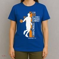 Christian Basketball Cross I Can Do All Things Through Jesus T-Shirt thumb 4