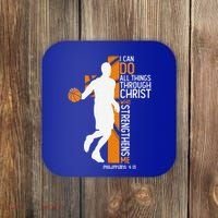 Christian Basketball Cross I Can Do All Things Through Jesus Coaster thumb 0