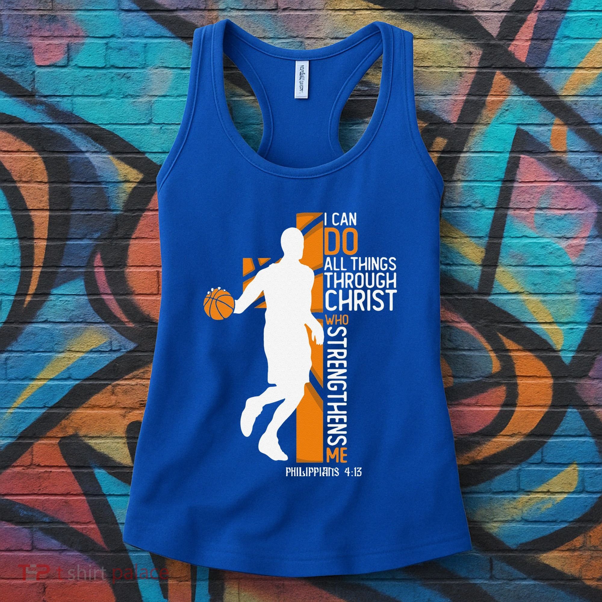 Christian Basketball Cross I Can Do All Things Through Jesus Women's Tank Top