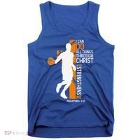 Christian Basketball Cross I Can Do All Things Through Jesus Tank Top thumb 0