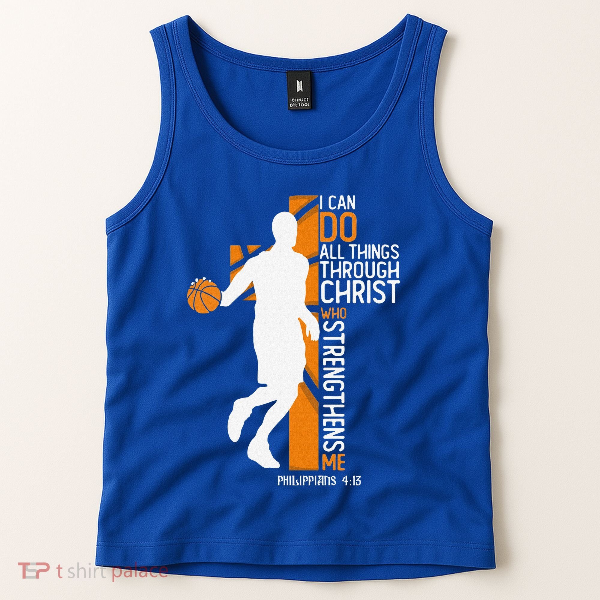 Christian Basketball Cross I Can Do All Things Through Jesus Tank Top