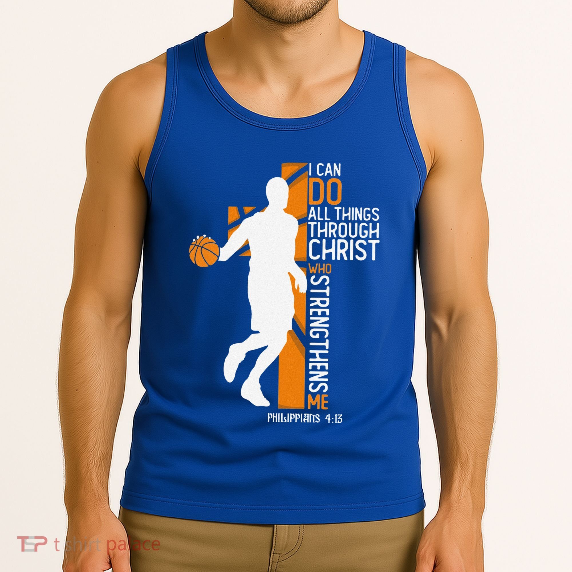 Christian Basketball Cross I Can Do All Things Through Jesus Tank Top