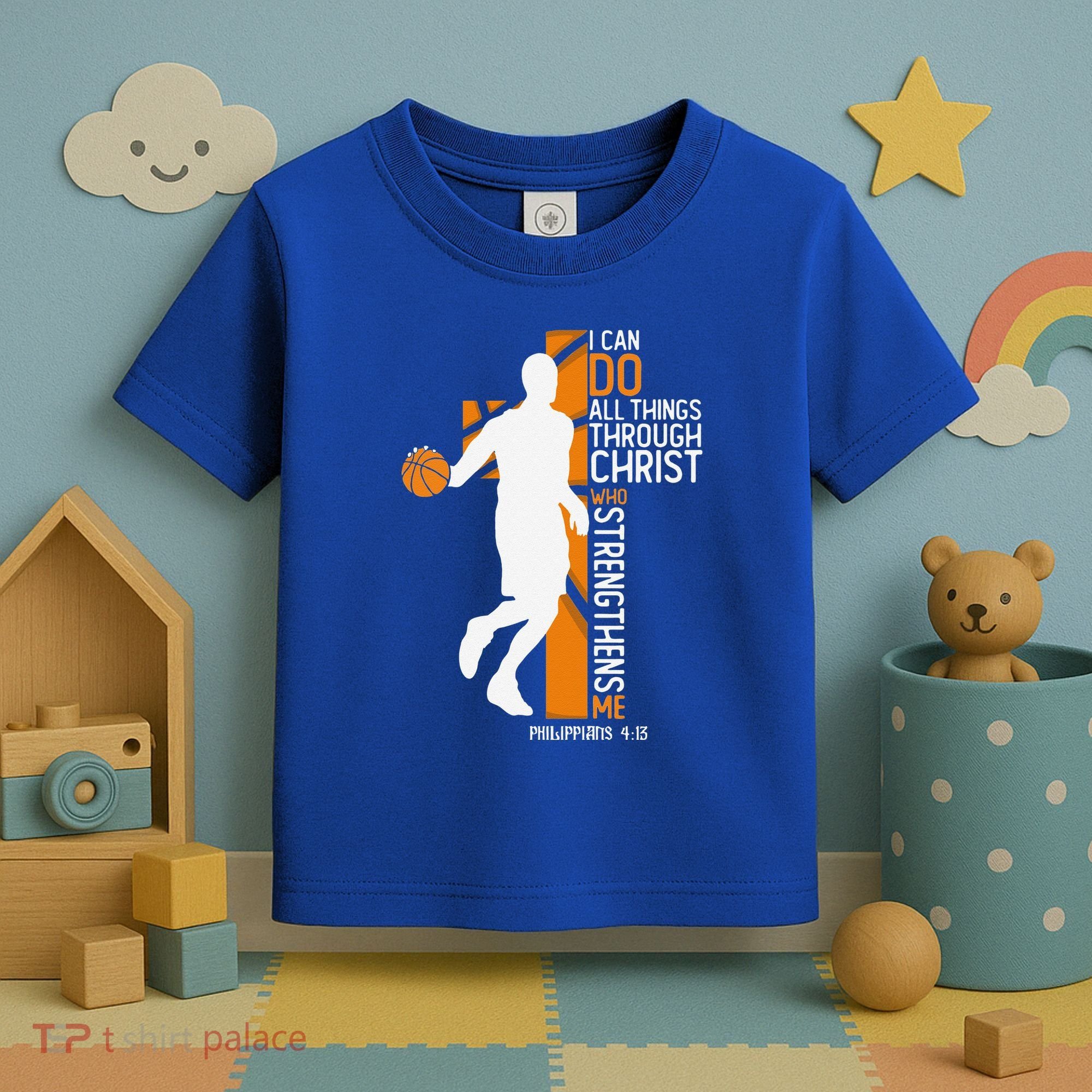 Christian Basketball Cross I Can Do All Things Through Jesus Toddler T-Shirt
