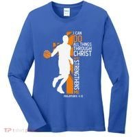 Christian Basketball Cross I Can Do All Things Through Jesus Women's Long Sleeve Shirt thumb 0