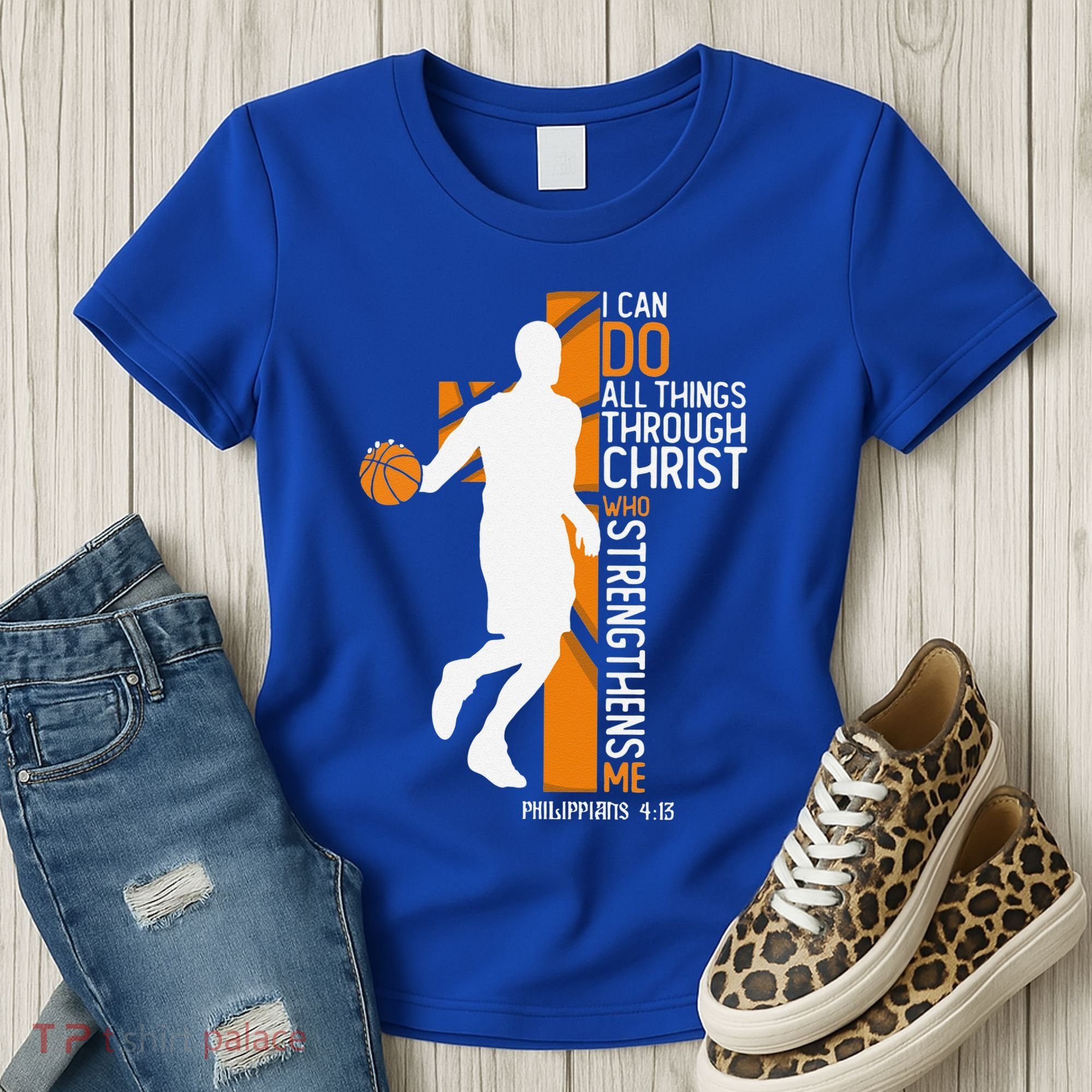 Christian Basketball Cross I Can Do All Things Through Jesus Women's T-Shirt