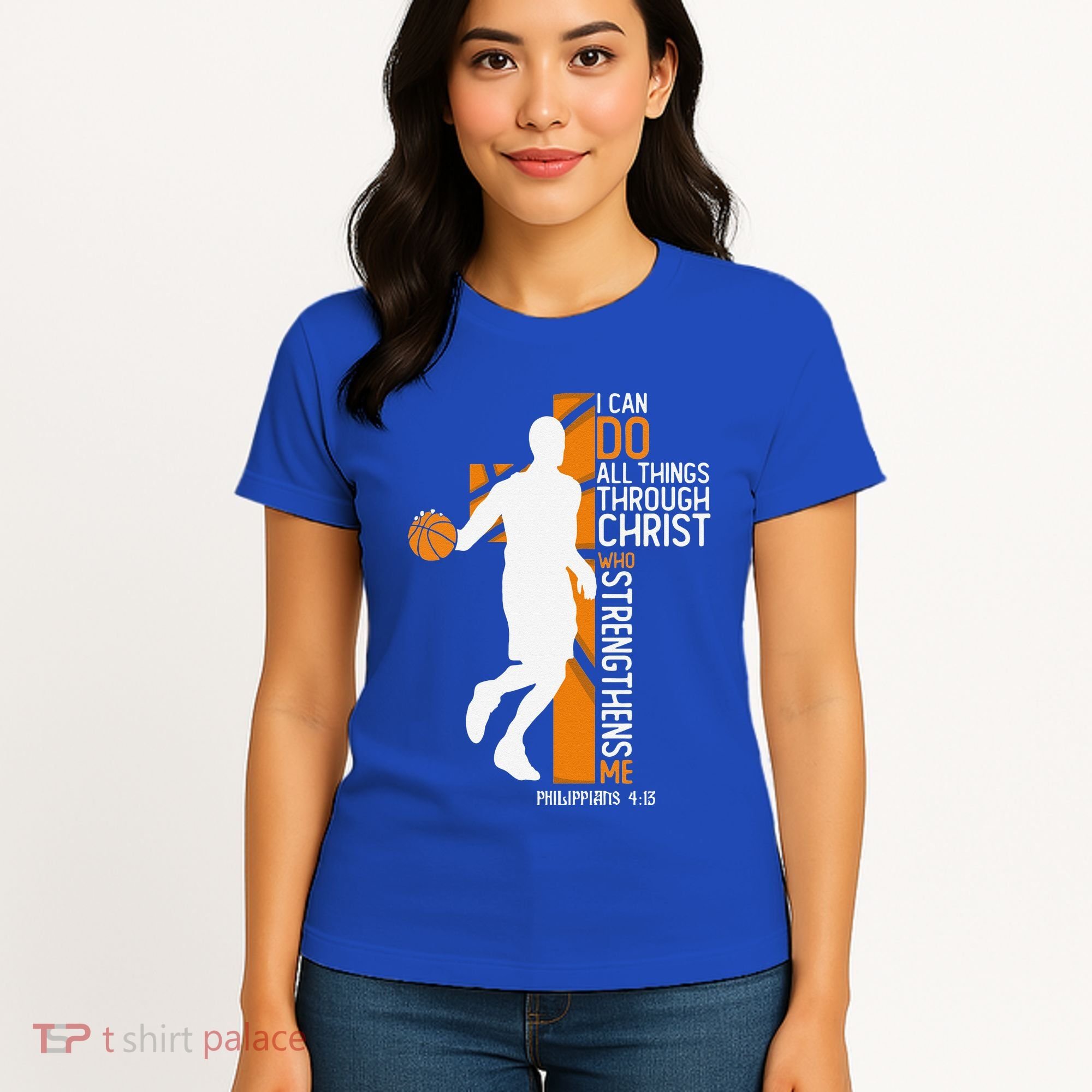 Christian Basketball Cross I Can Do All Things Through Jesus Women's T-Shirt