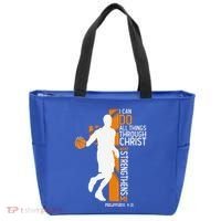 Christian Basketball Cross I Can Do All Things Through Jesus Tote Bag thumb 0