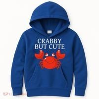 Crabby But Cute Crab Clothing Gift Decor Gift Kids Hoodie thumb 0