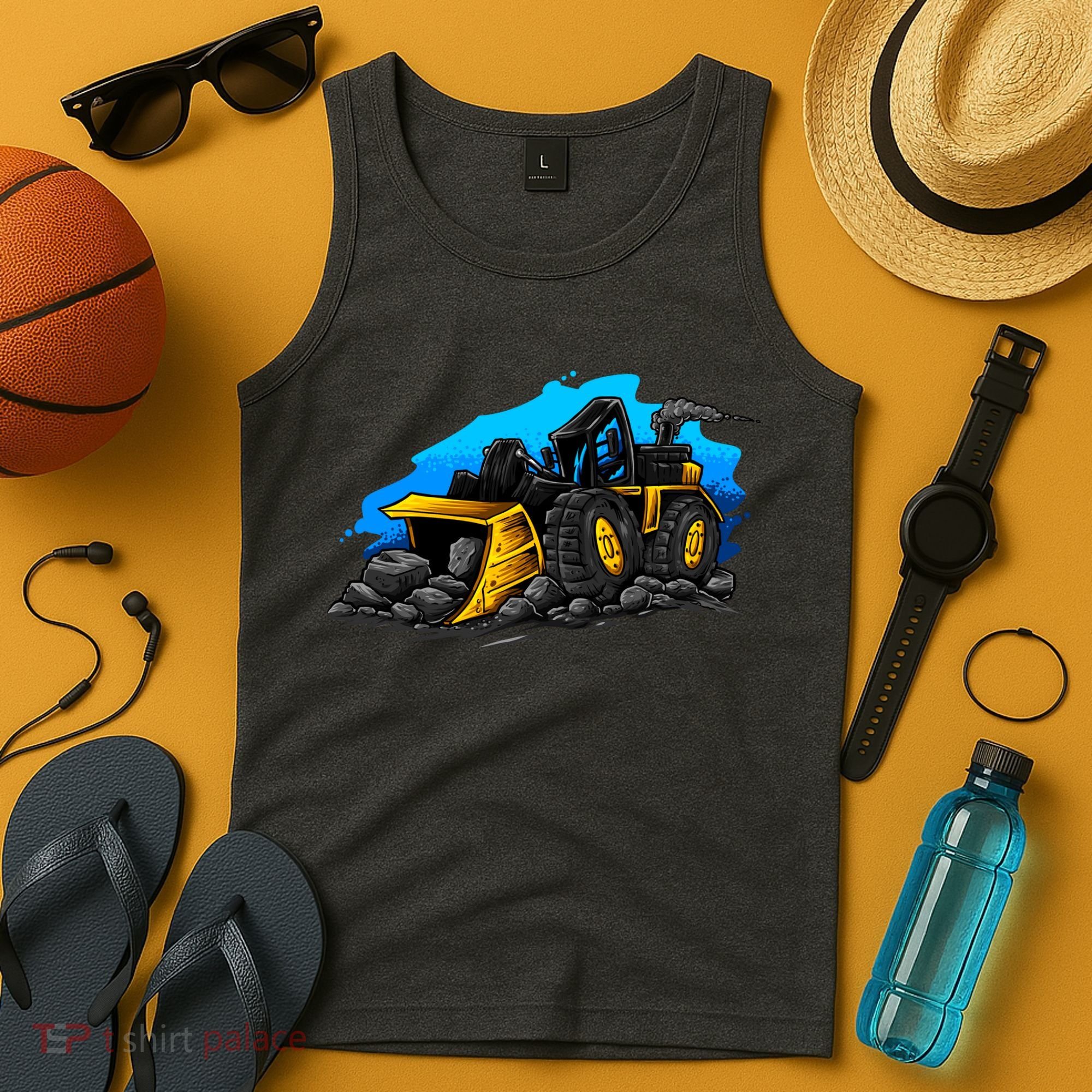 Cartoon Bulldozer Tank Top