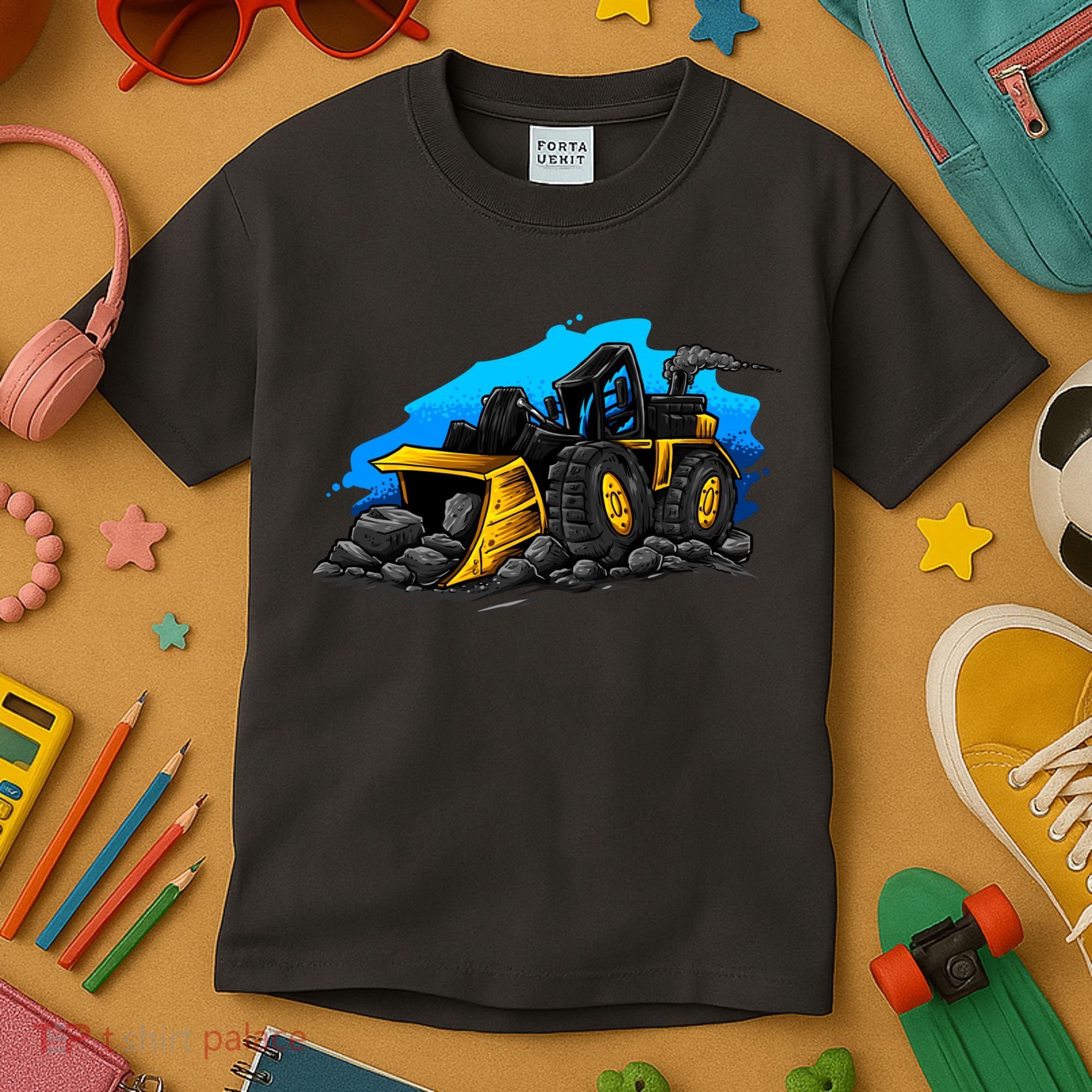 Cartoon Bulldozer Kids T-Shirt