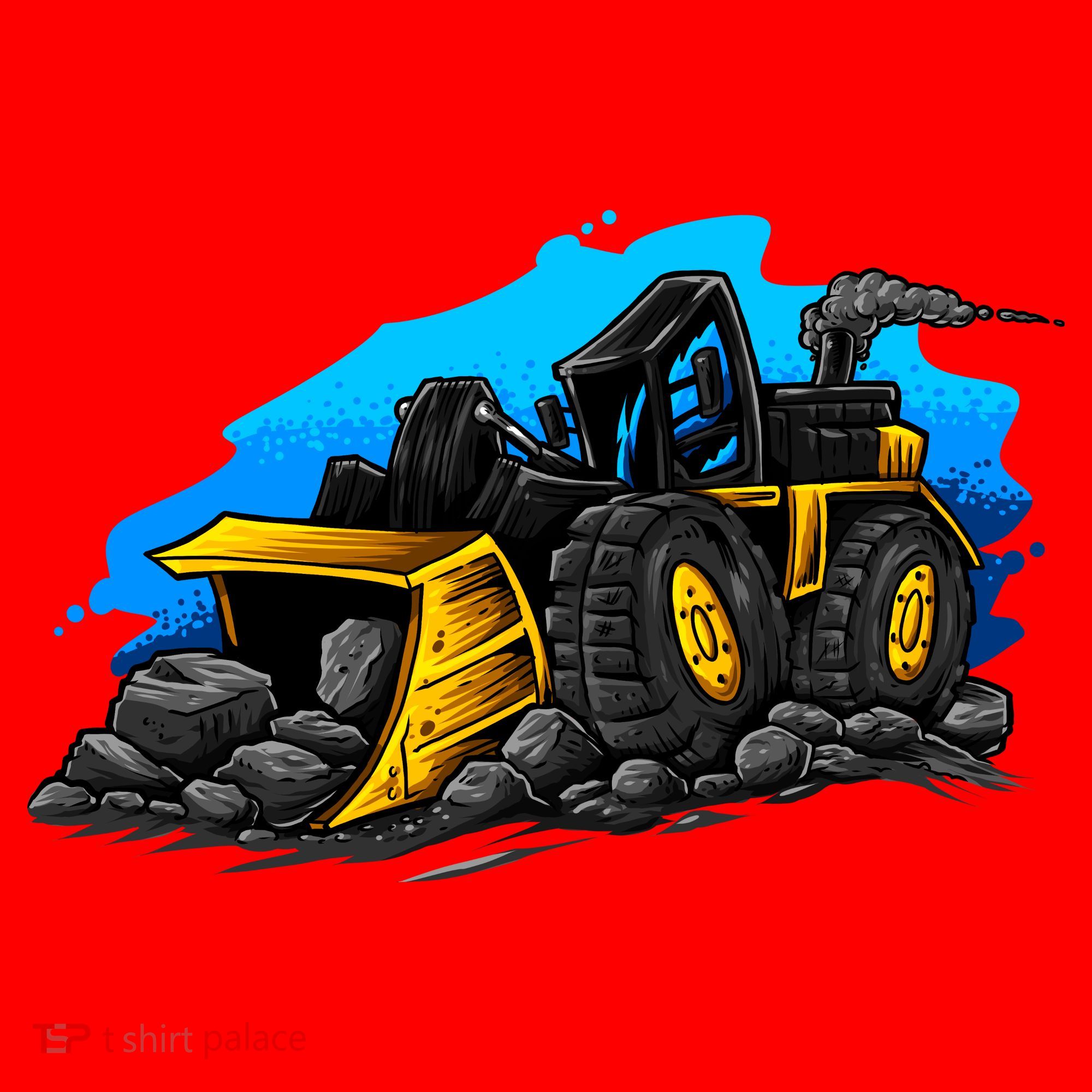 Cartoon Bulldozer Santa Hat