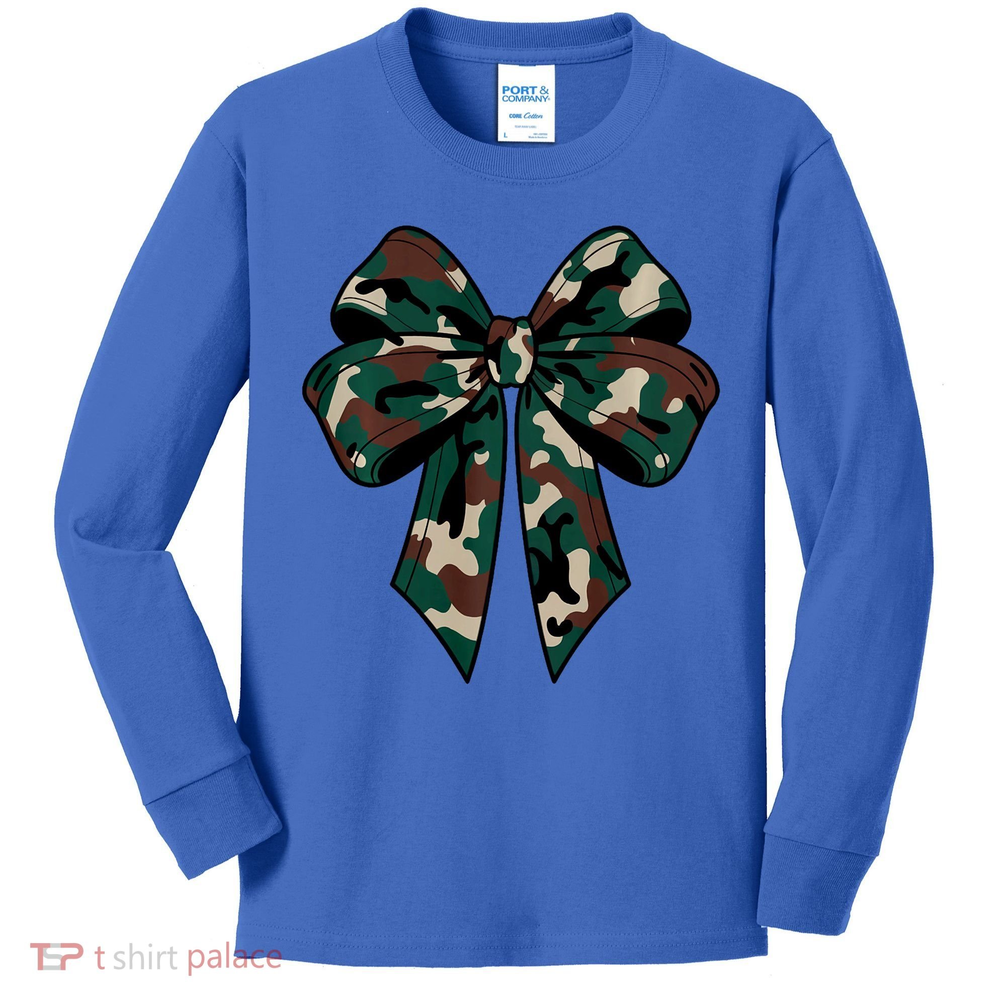 Coquette Bow Camouflage Kids Long Sleeve Shirt