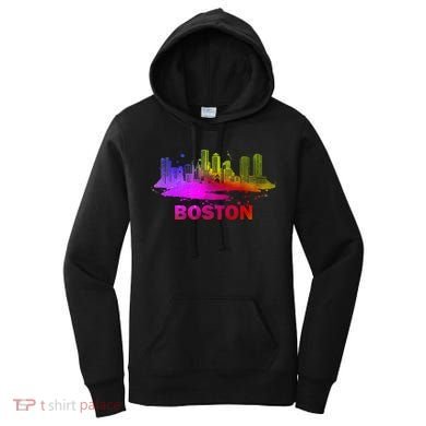 Colorful Boston Cityscape Boston Massachusetts Skyline Women's Hoodie