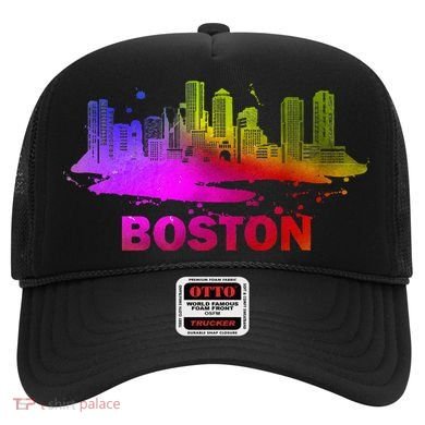 Colorful Boston Cityscape Boston Massachusetts Skyline Hat