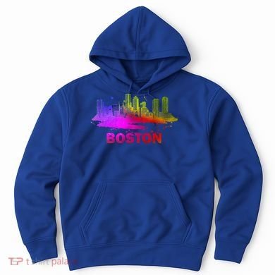 Colorful Boston Cityscape Boston Massachusetts Skyline Hoodie