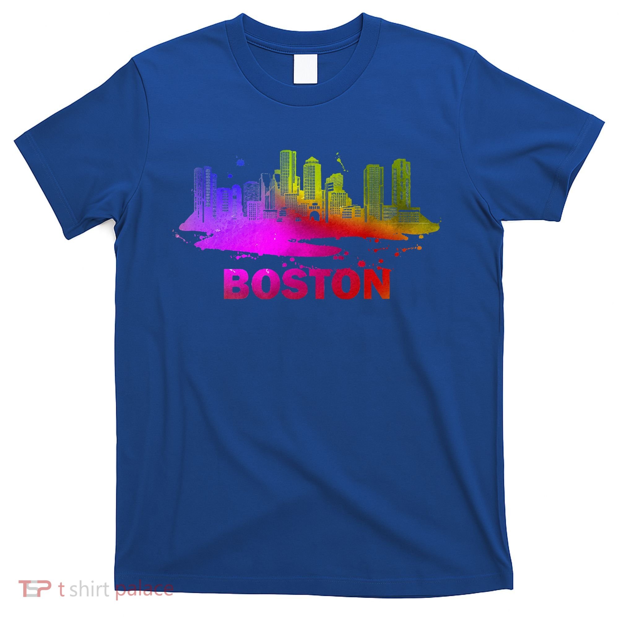 Colorful Boston Cityscape Boston Massachusetts Skyline T-Shirt