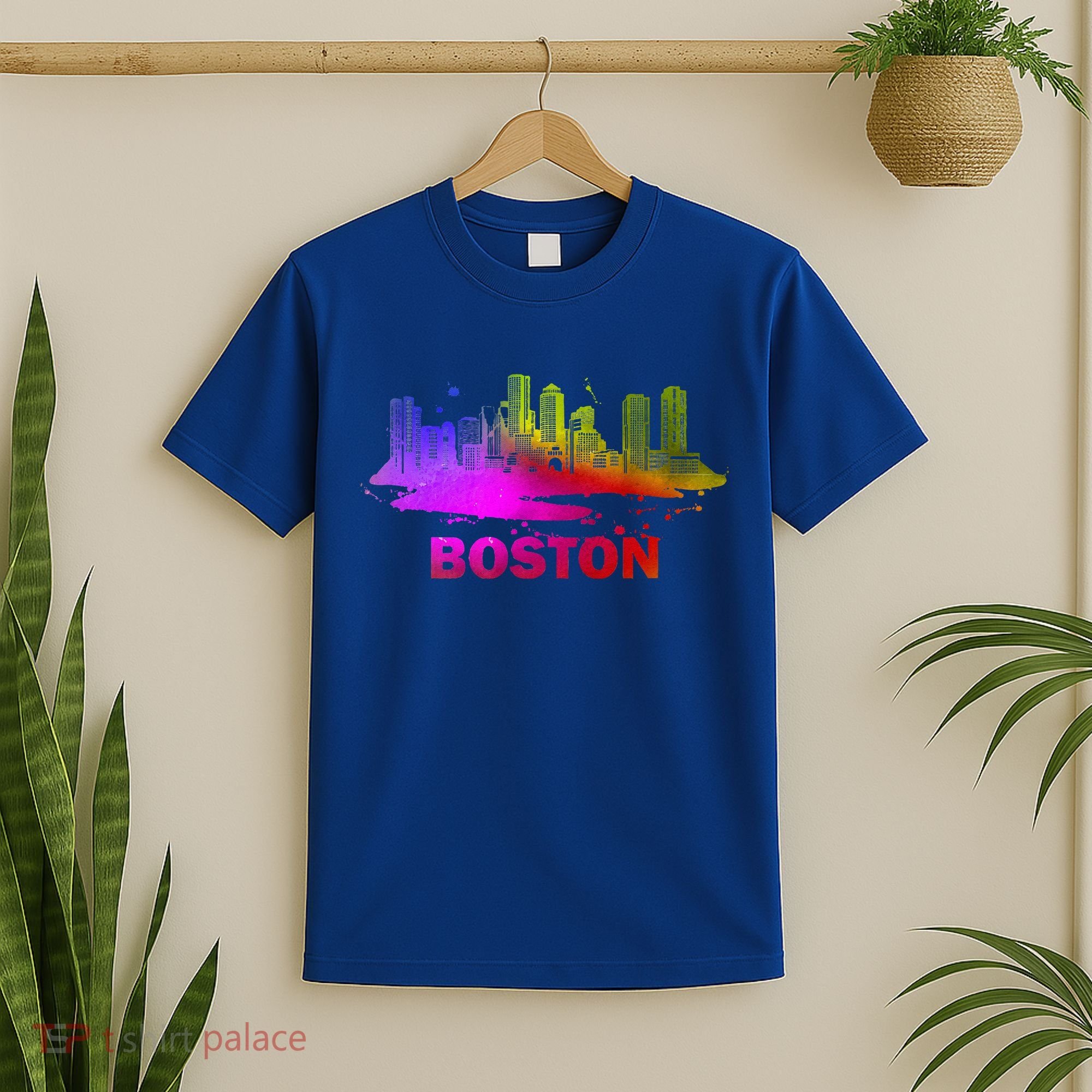 Colorful Boston Cityscape Boston Massachusetts Skyline T-Shirt
