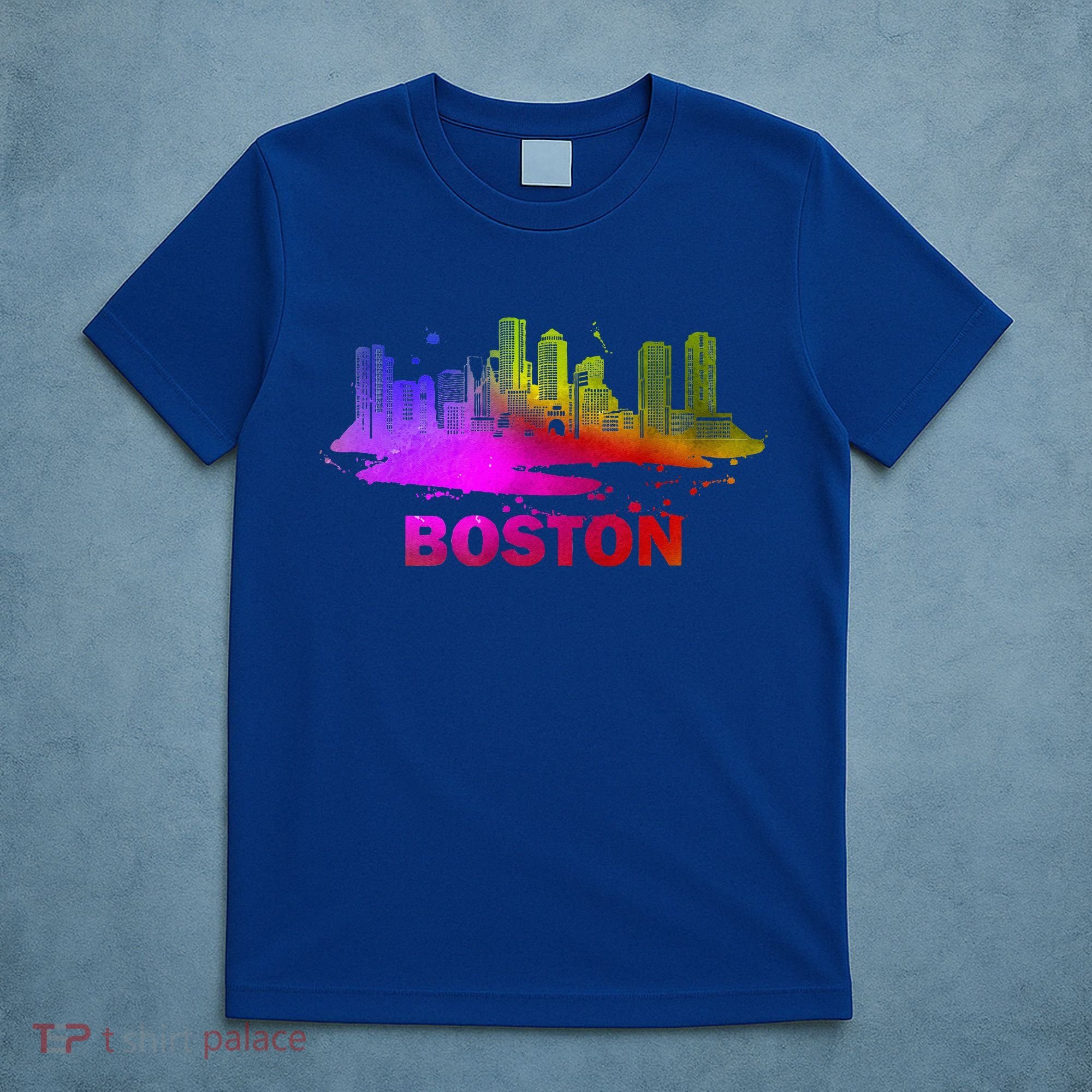 Colorful Boston Cityscape Boston Massachusetts Skyline T-Shirt