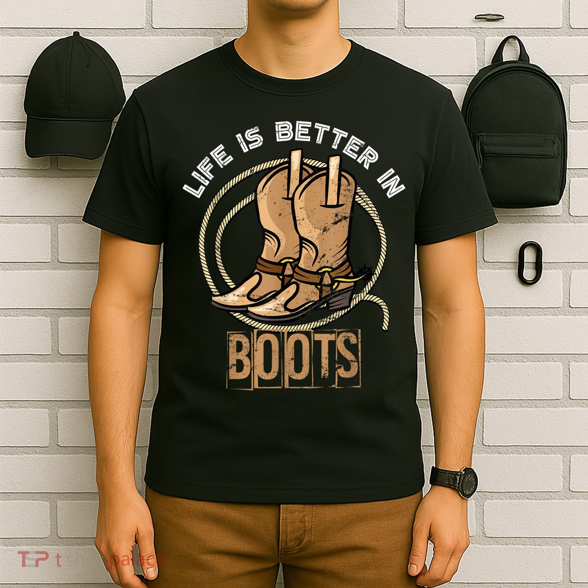 Cowboy Boots Country Cowboy Rodeo Men Western Cowboy T-Shirt