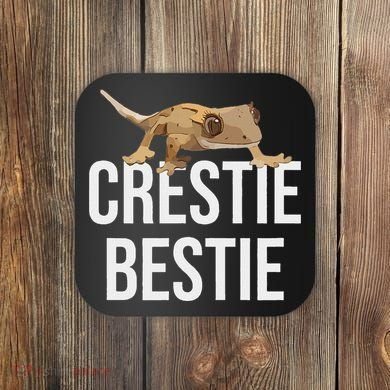 Crestie Bestie Crested Gecko Reptile Lizard Pet Lover Gift Coaster