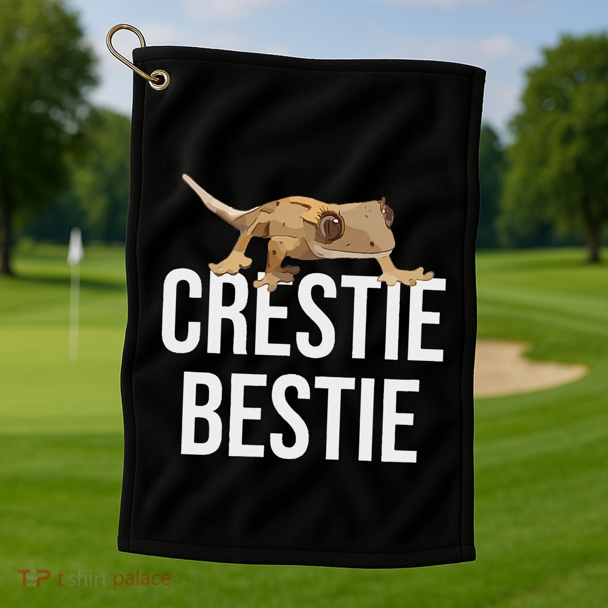 Crestie Bestie Crested Gecko Reptile Lizard Pet Lover Gift Golf Towel