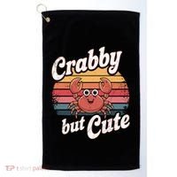 Crabby But Cute Retro Crabbing Seafood Crabber Crabs Gift Golf Towel thumb 0
