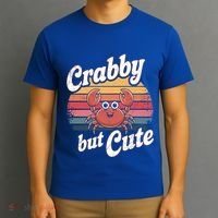 Crabby But Cute Retro Crabbing Seafood Crabber Crabs Gift T-Shirt thumb 3