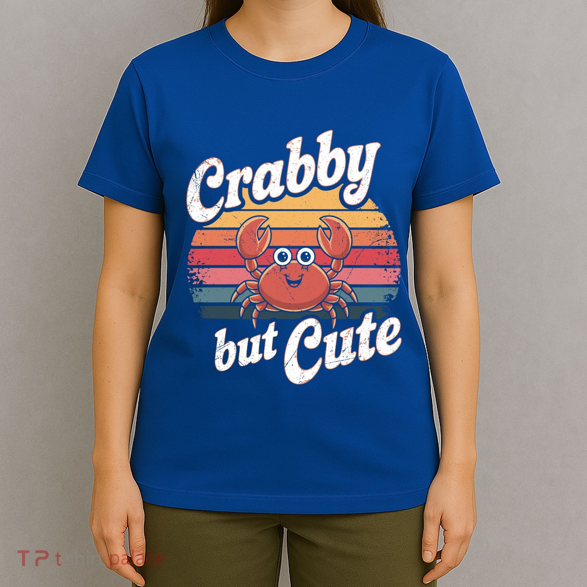 Crabby But Cute Retro Crabbing Seafood Crabber Crabs Gift T-Shirt