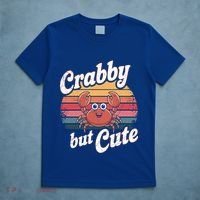Crabby But Cute Retro Crabbing Seafood Crabber Crabs Gift T-Shirt thumb 5